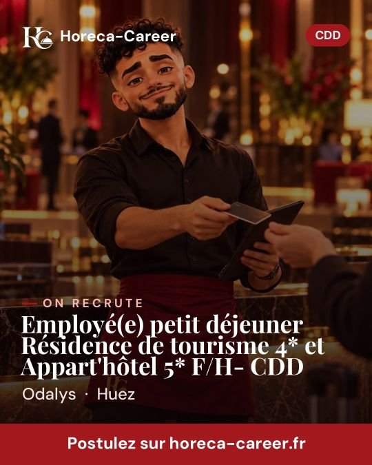 Employé(e) petit déjeuner Résidence de tourisme 4* et Appart'hôtel 5* F/H- CDD — Huez